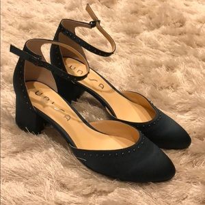 Unisa dark green satin claudi heel